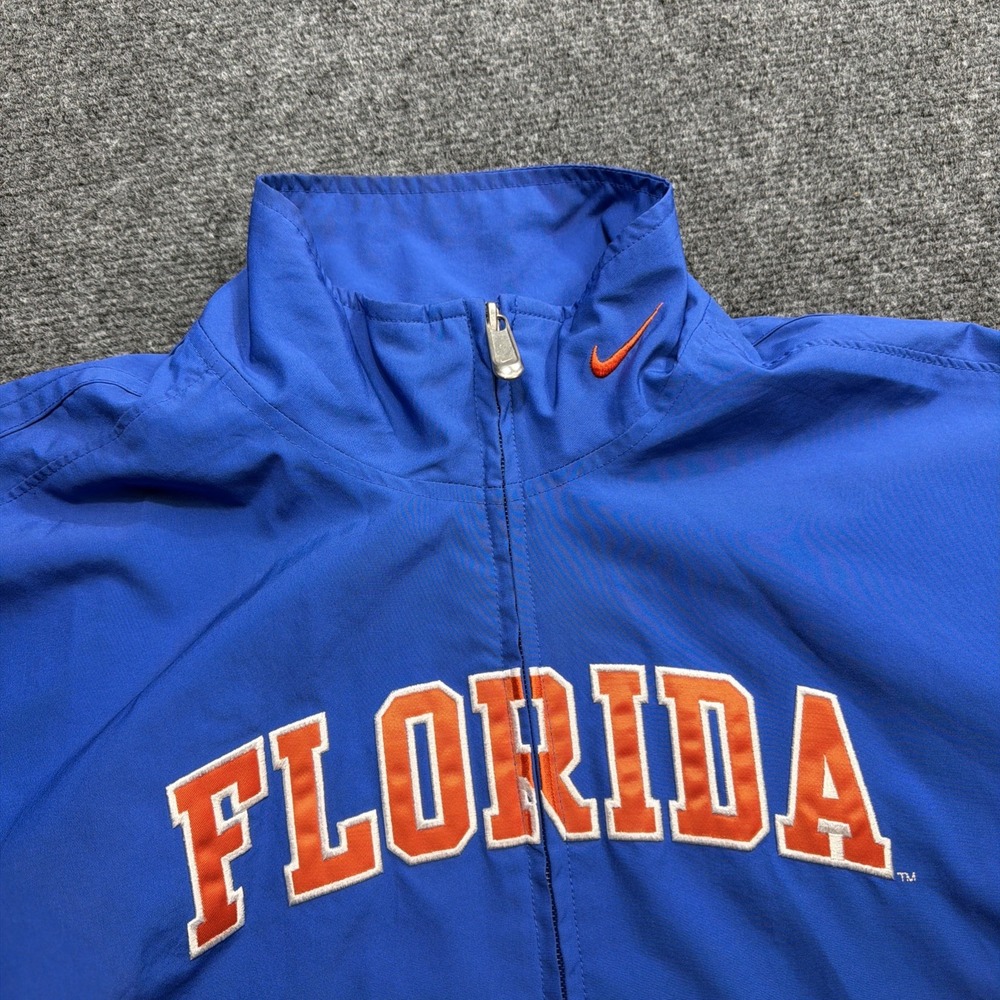 NIKE TEAM Florida Gators Blue Full Zip Windbreaker Jacket Embroidered Mens Small